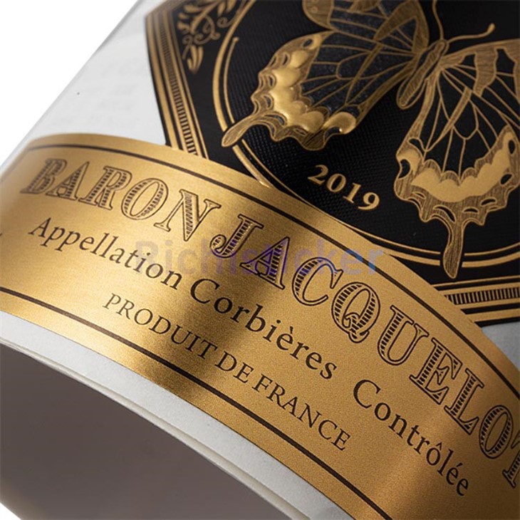 Embossed Coated Paper Bronzing Wine Label